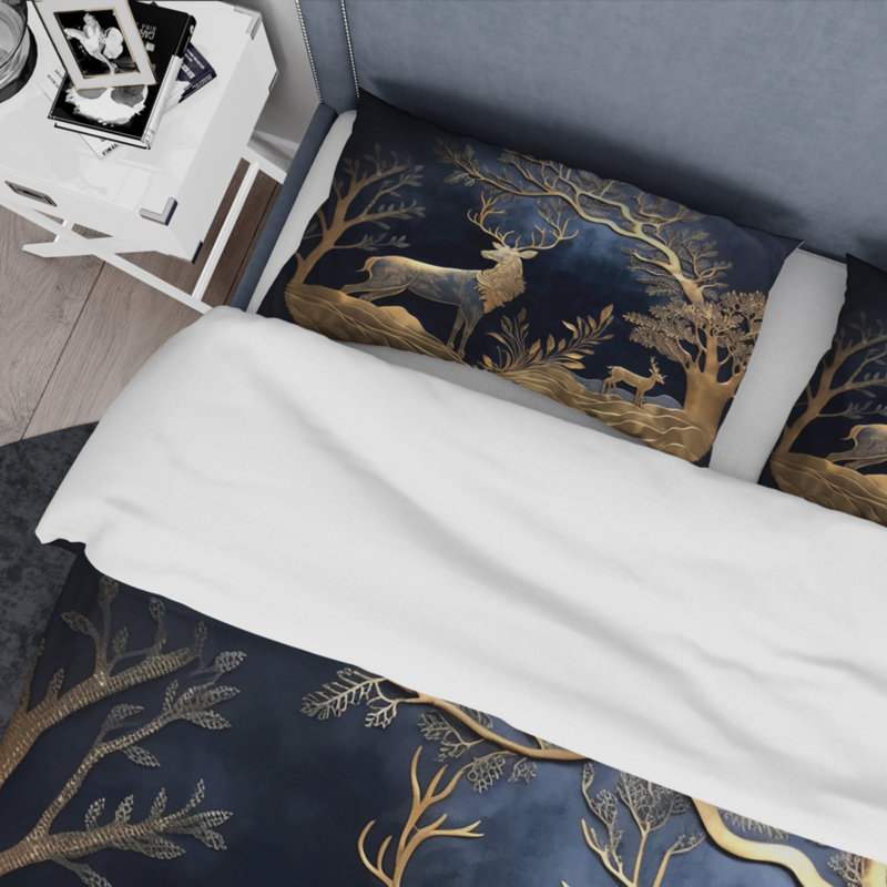 Ensemble de housse de couette en microfibre / polyester Golden Deer In Forest II Bedding