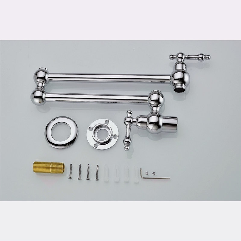 Wall Mount Folding Kitchen Pot Filler Faucet, Chrome