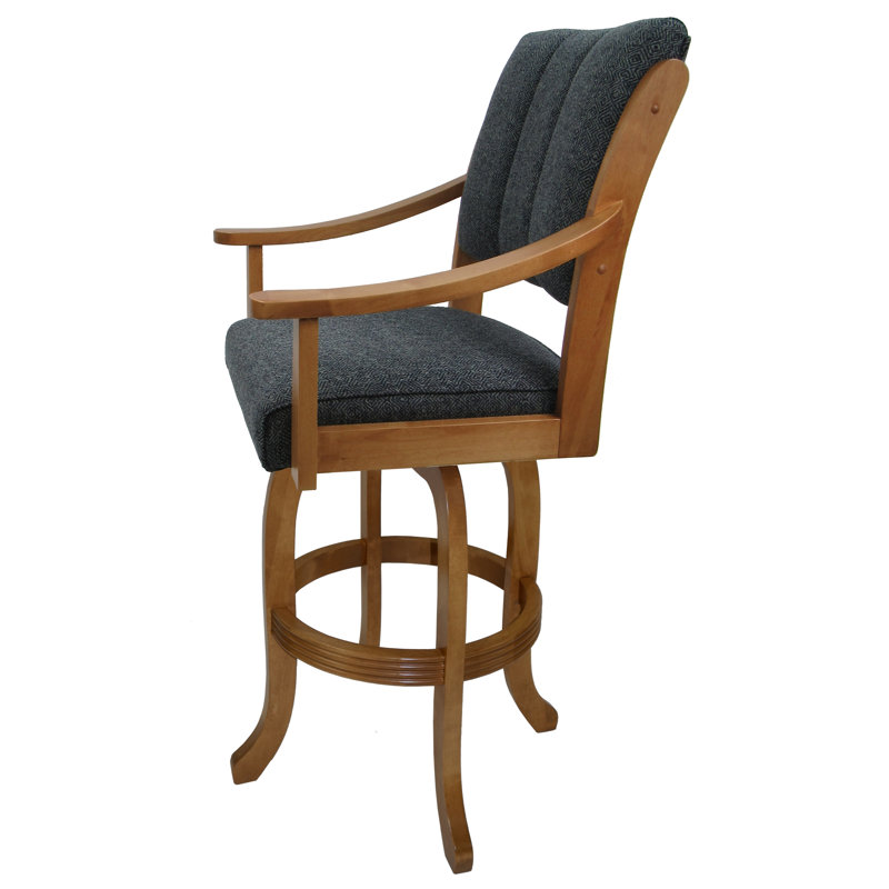 Vanyo Swivel Upholstered Counter Stool with Solid Wood Frame, Bar Stool (30” Seat Height)