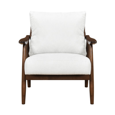 Solid Wood Accent Chair In Beige, 100% Fabric Cover Modern Beige Chair, Base, 20" Seat Depth