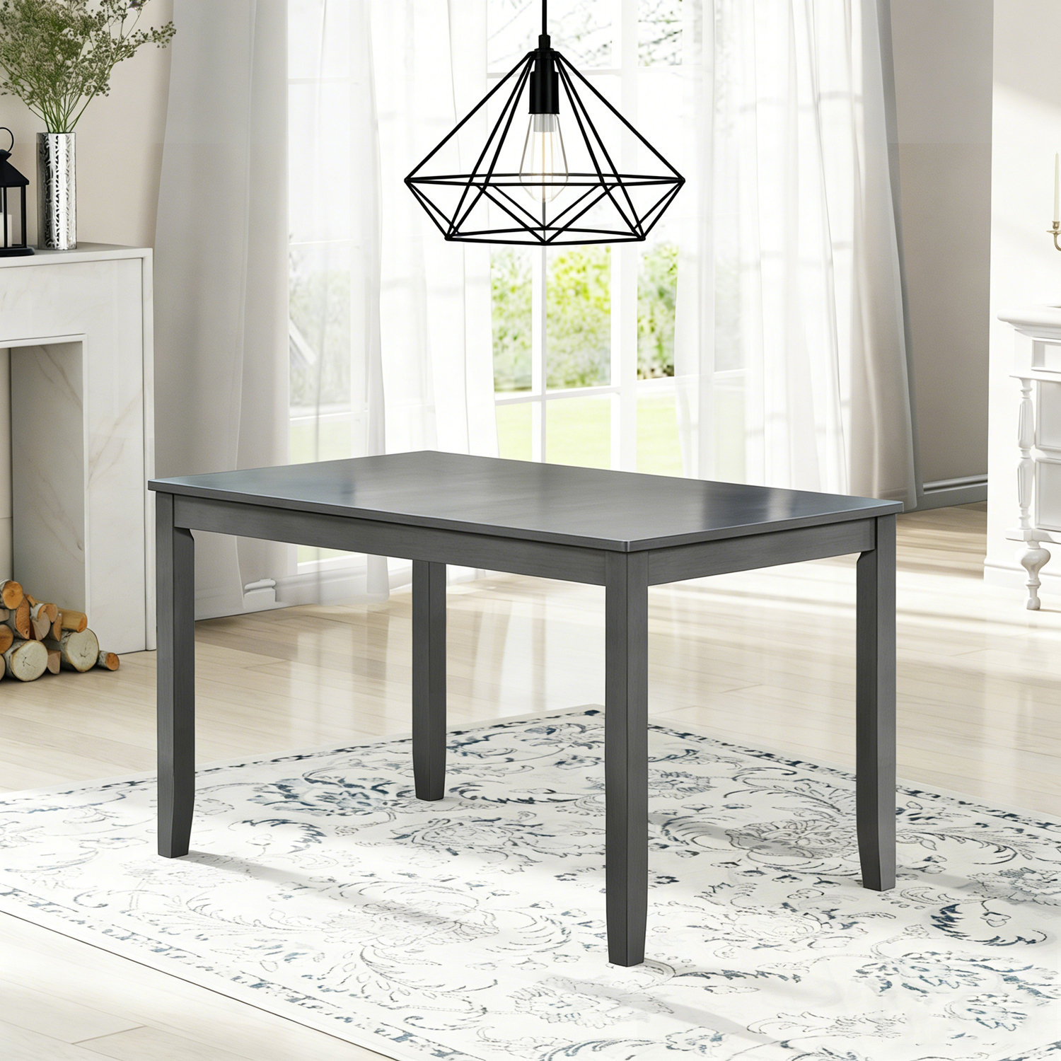 Latitude Run® Rectangular Wooden Dining Table With Sturdy Legs | Wayfair