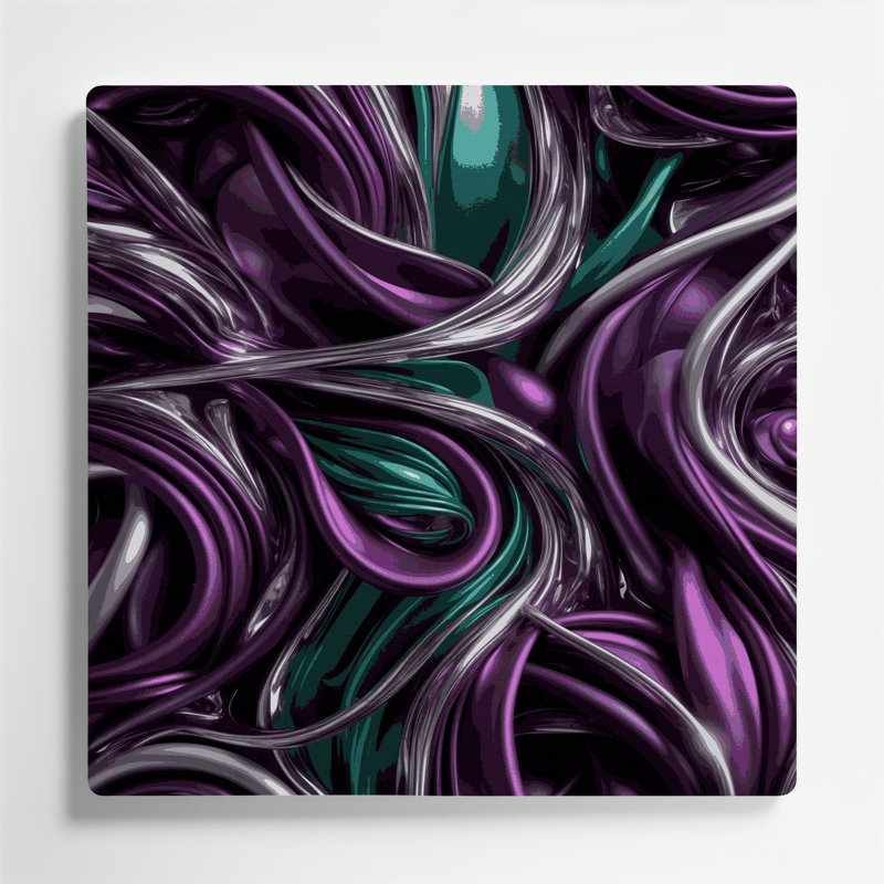 Abstract Shapes 37 Purple Metal Wall Art, 16" H x 16" W