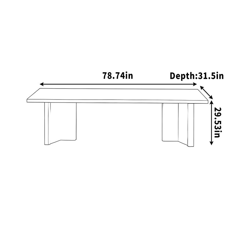 Pieds de bureau noirs en bois massif noir et acier inoxydable, H 29,53 po x l 78,74 po x P 31,5 po
