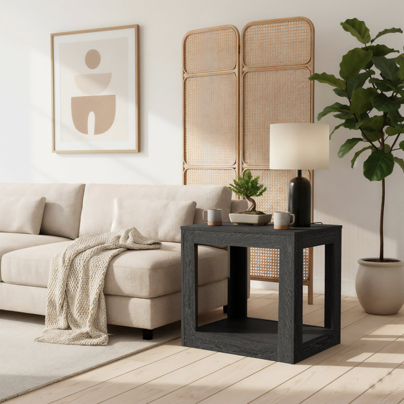 Allysyn 23.6" Contemporary Square End Table, Gray Wood