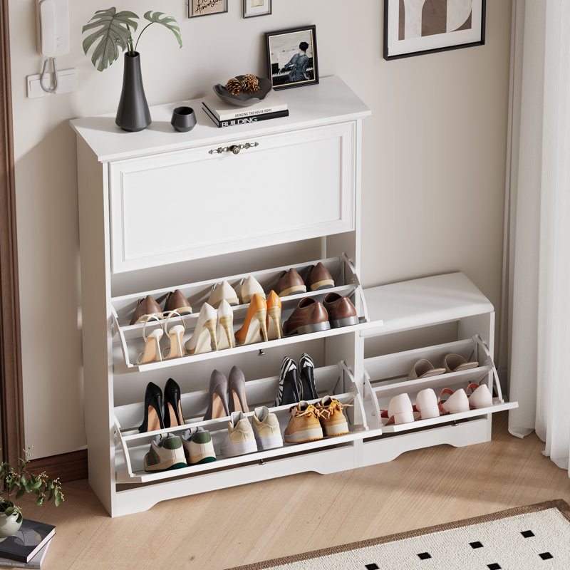 Range-chaussures empilable à 3 niveaux, Blanc