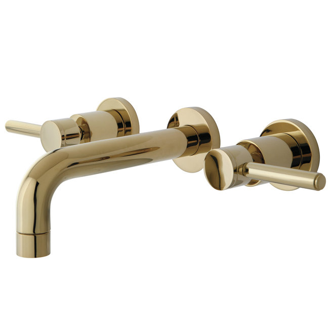 South Beach Wall Mounted Bathroom Faucet, Polished Brass