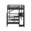 Lit mezzanine double en métal avec bureau, garde-robe et lumière DEL-1391901462