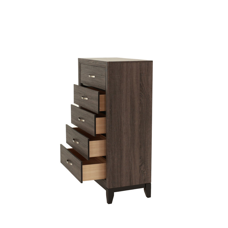 Commode en bois massif avec rangement à 1 tiroir 5 pièces