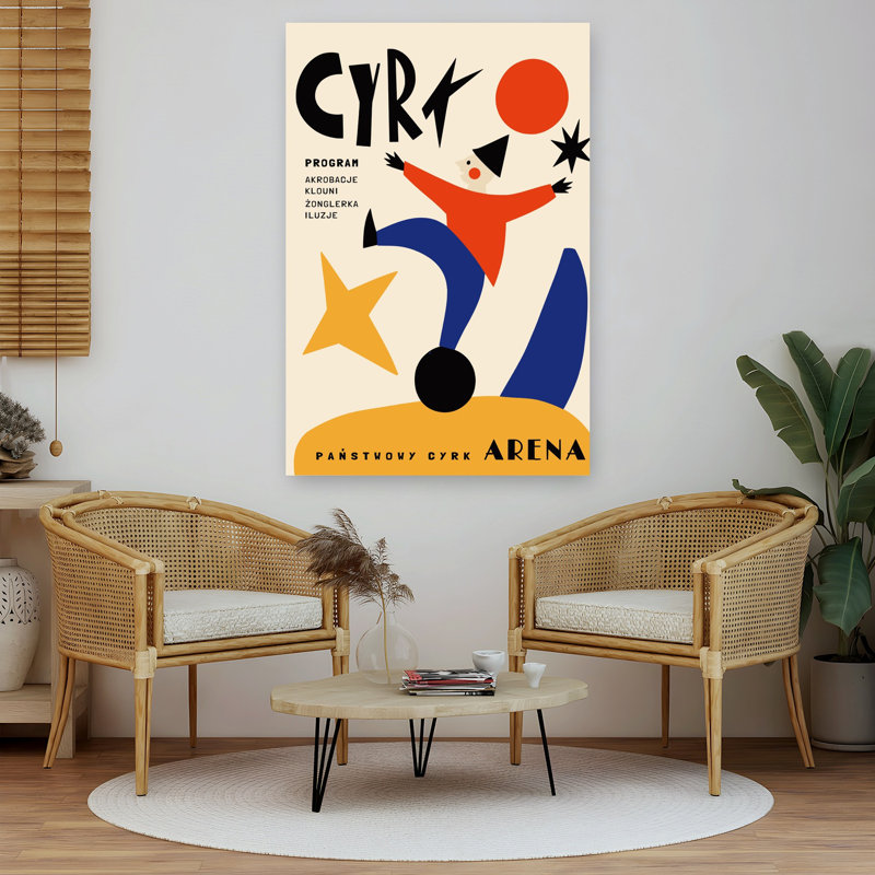 Art de paysage abstrait clown de cirque, 60" H x 40" W