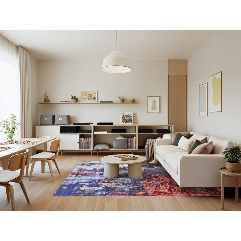 Tapis bleu / orange / beige Bunnlevel, Rectangle 7 pi x 9 pi