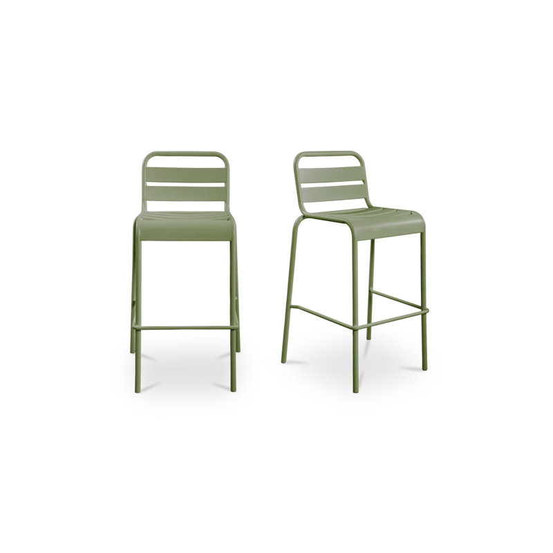 Kade Outdoor Bar Stool White Set of Two, Green