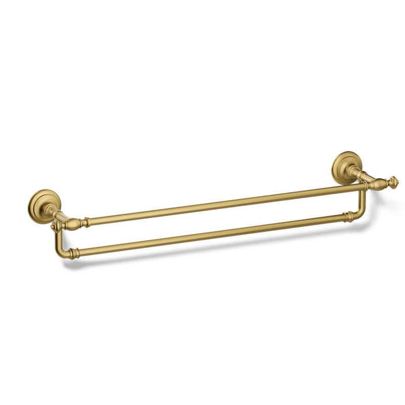 Artifacts Double 24" Wall Mounted Towel Bar, Vibrant Brushed Gold