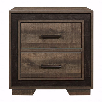 Rustic Style 1Pc Bedroom Nightstand Two-Tone Finish Embossed Faux-Wooden Bed Side Table Bedroom Furniture