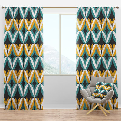 Panneau de rideau simple semi-diaphane avec passe-tringle Mid-Century Design