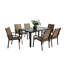 Repas d'extérieur 7 - Grande table rectangulaire brune et 6 chaises pour la fête des enfants