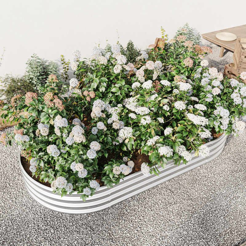Large Oval Silver Metal Raised Garden Bed For Growing Flowers In Backyard, Square Shape, 27 Cu. Ft. Soil Space, 44.09" Wide Planter Outdoor Gardening, - Rust, Easy Assembly, 25 Lbs, 88.99" Long