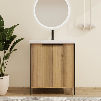 Meuble-lavabo sur pied simple 30 po avec plateau en résine Gosby