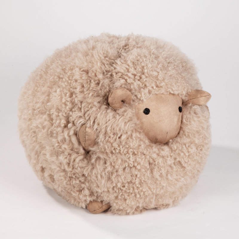 Studio 16, Toronto - Mongolian Wool Sheep Ball 13.75 in. Round Decorative Pillow - Soft, Plush Accent Cushion in 3 Colors: Sand