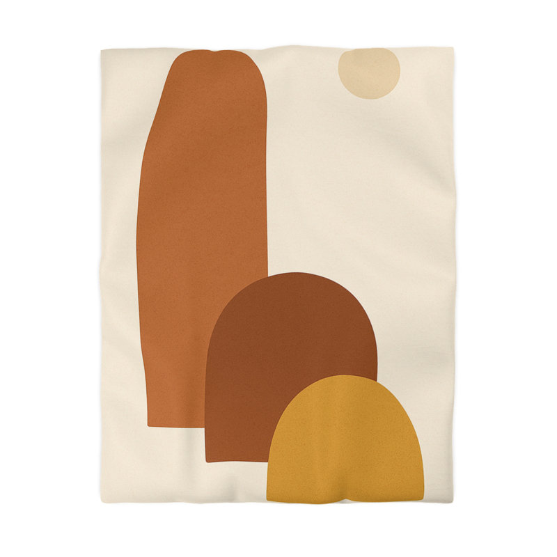 Microfiber Duvet Cover Boho Style, Design 16, Twin Duvet Cover, Orange/Brown/Yellow/Cream