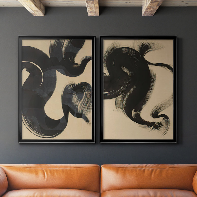 Toile encadrée de qualité supérieure «Sea change I» - prête à être accrochée, Noir, H 30,5 po x l 45 po x P 1,25 po