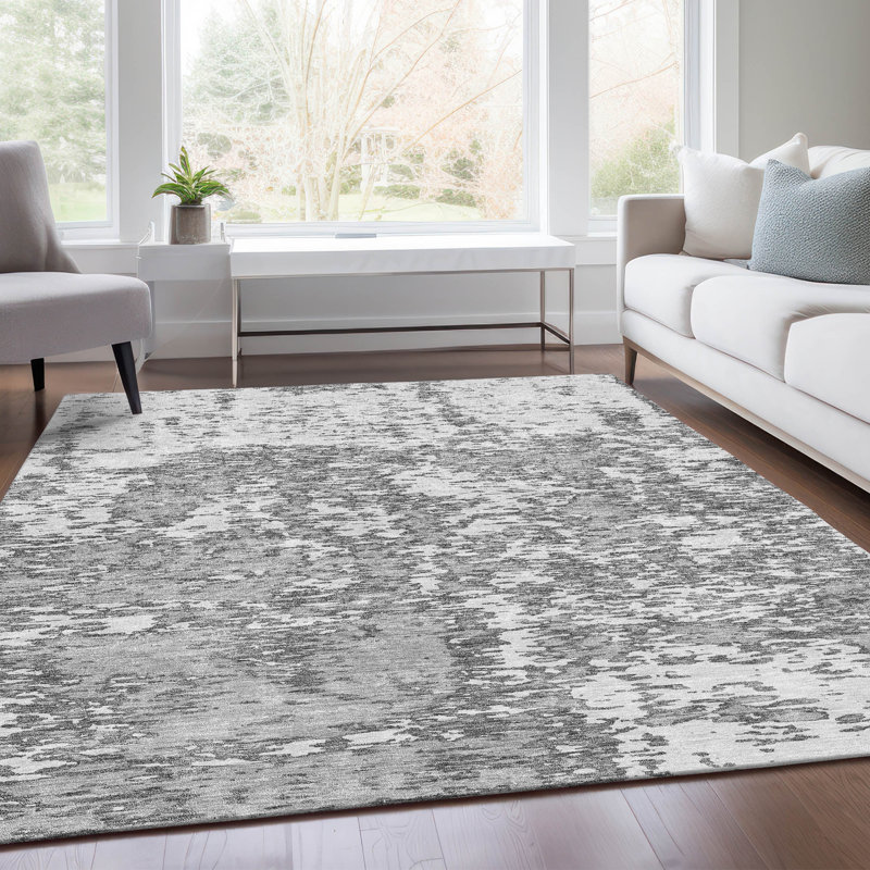 Premium Machine Washable Prisco Gray Rug, Rectangle 5' x 7'6"