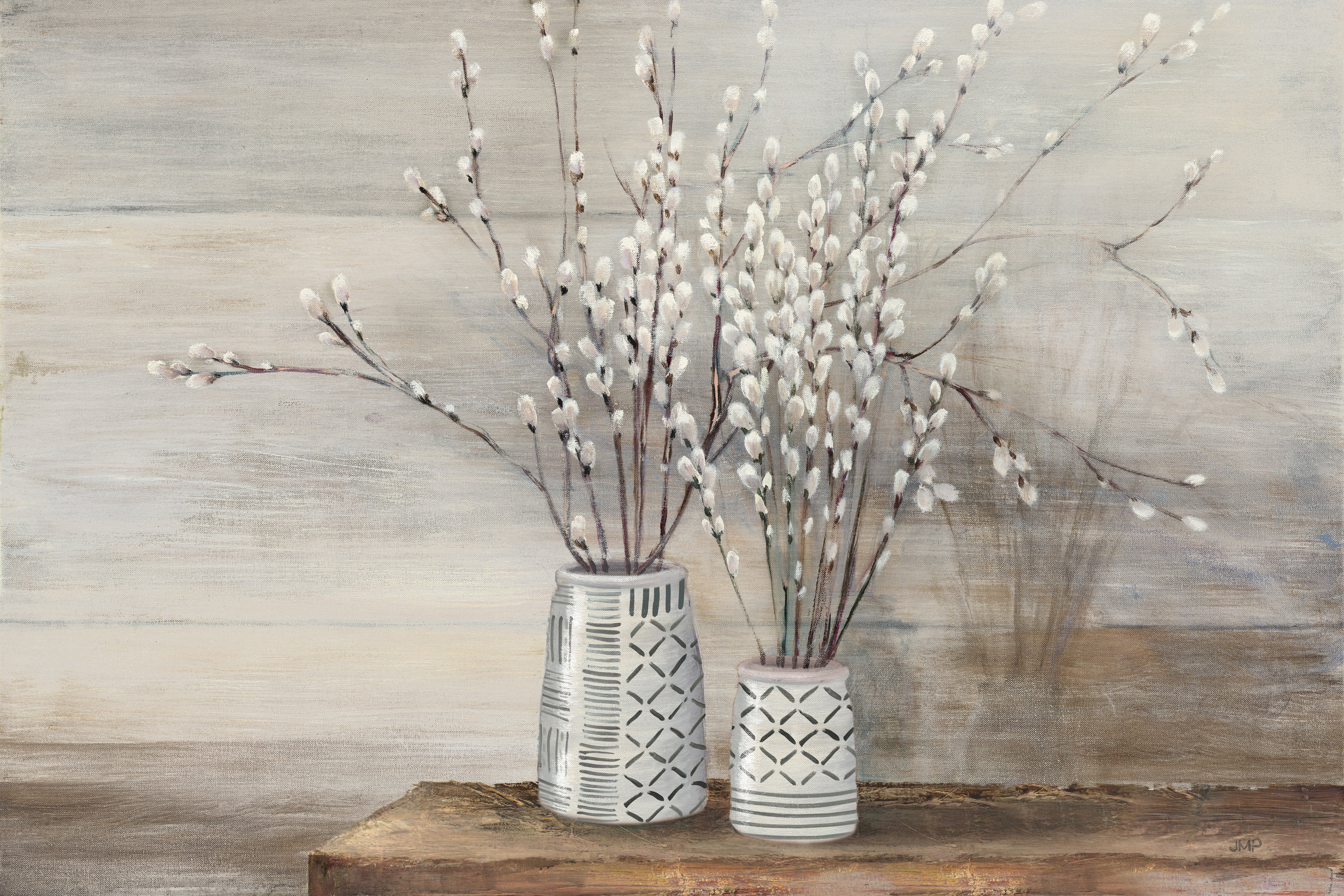 Pussy Willow in White Vase  Decorative Accessories - B&M Stores