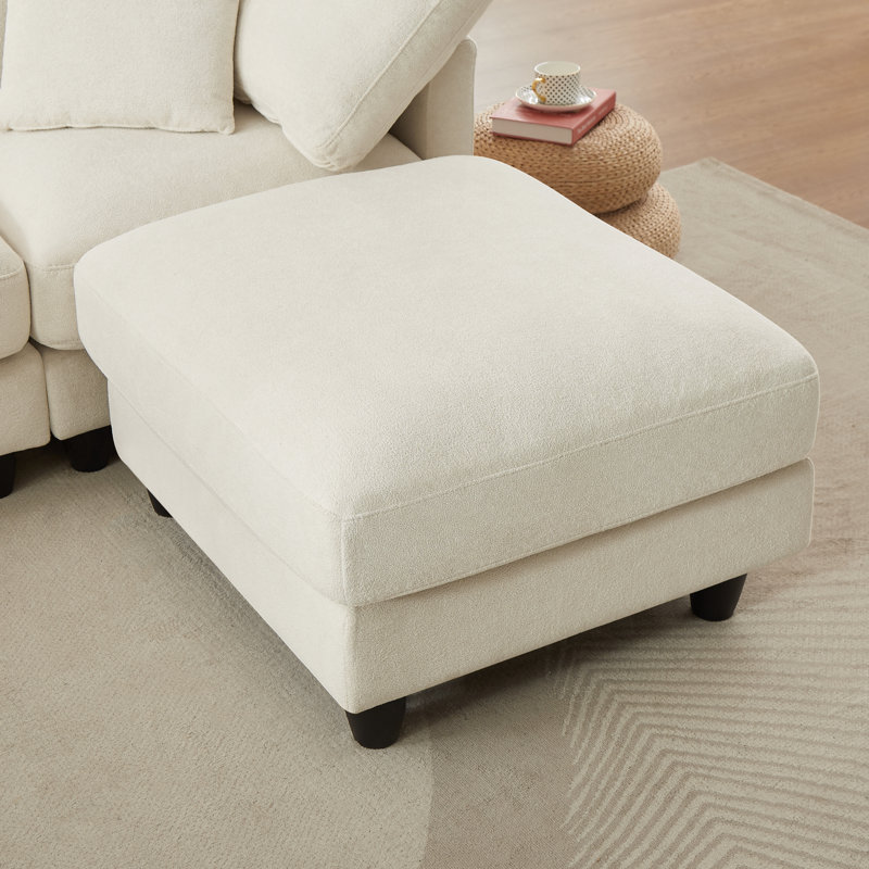 Modular Sectional Sofa, Convertible Sofa Couch Modular Sofa With Ottoman, White Chenille
