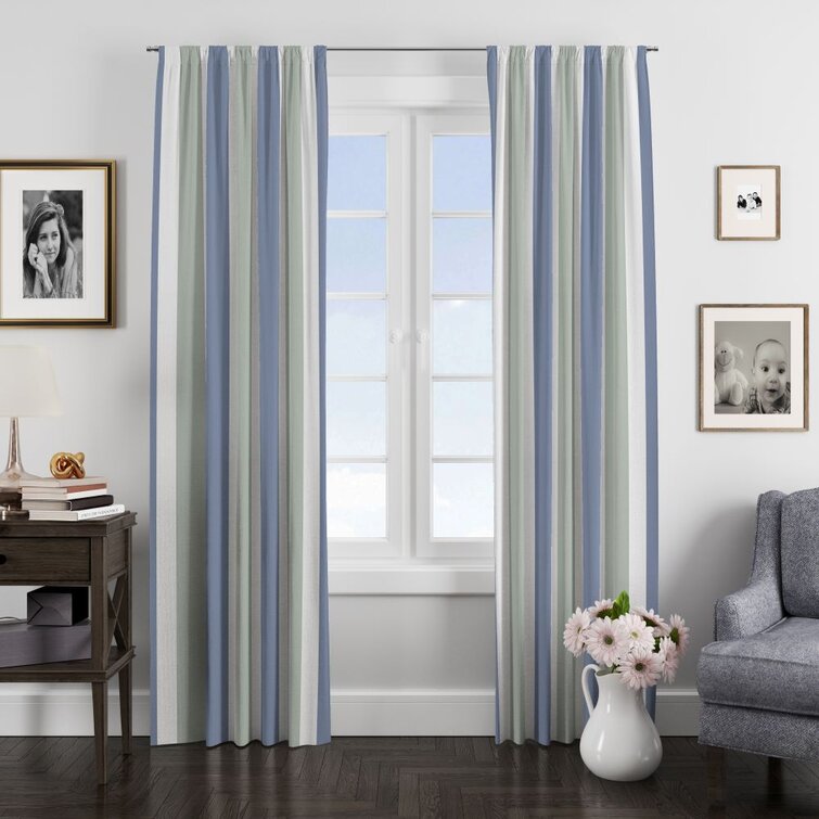 North Hills Home Striped Sheer Curtains for Living Room, Linen Texture