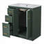 Ensemble de meuble-lavabo avec lavabo en céramique, meuble de rangement pour salle de bain avec cadre en bois massif, ensemble de meuble-lavabo autoportant avec 3 tiroirs et portes à fermeture douce-112897587