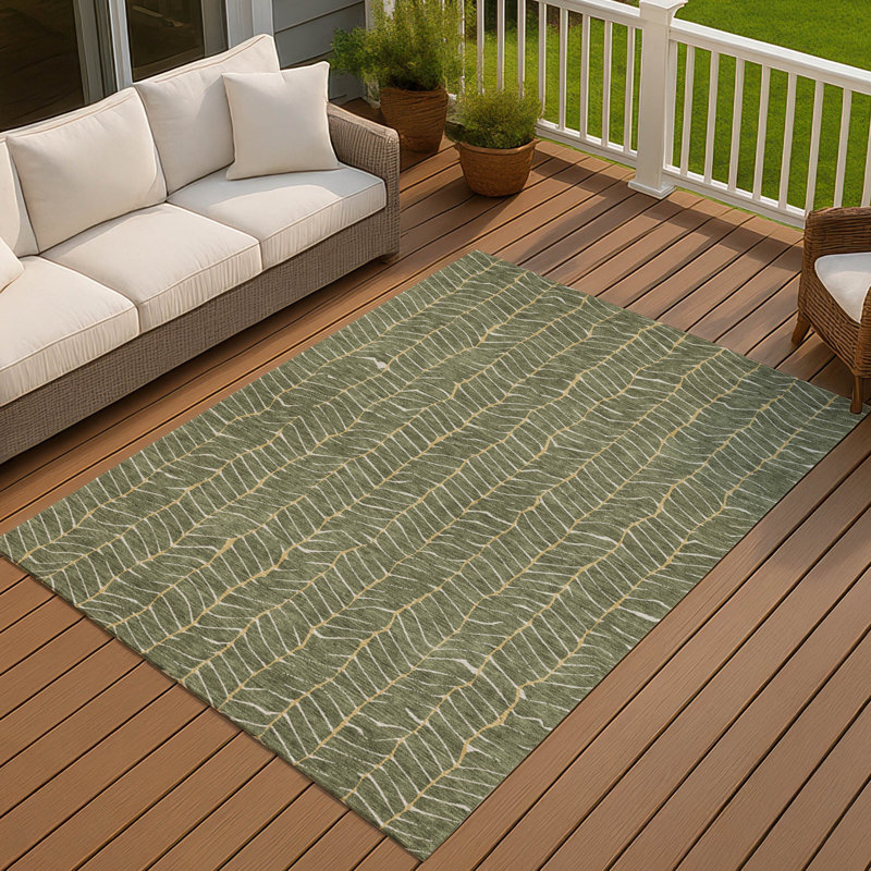 Tapis intérieur / extérieur lavable à la machine Chantille ACN3038, Olive, 9 pi x 12 pi