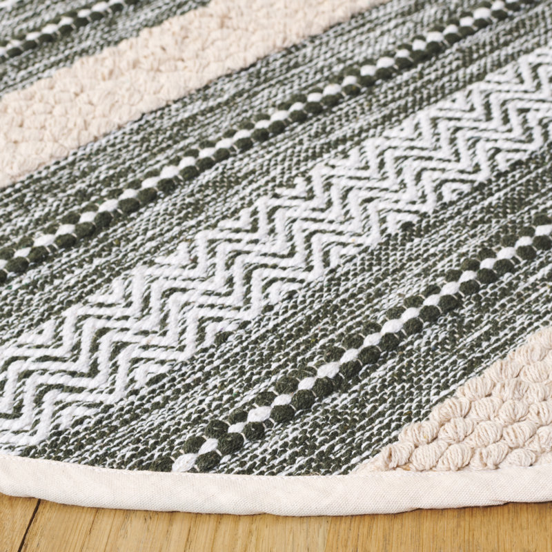 Maudry 976 Area Rug In Green / Ivory, Round 6'