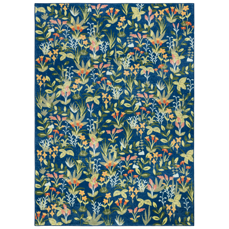 Tapis floral lavable à la machine à performance mécanique MSRW 192, Rectangle de 5 pi x 8 pi