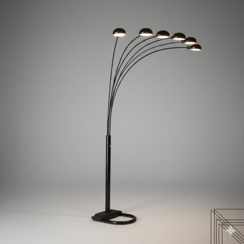 Satin Black 5-Light Floor Lamp