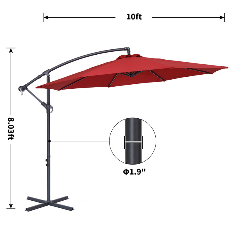 Parasol en porte-à-faux 10 pi Erbe, Rouge