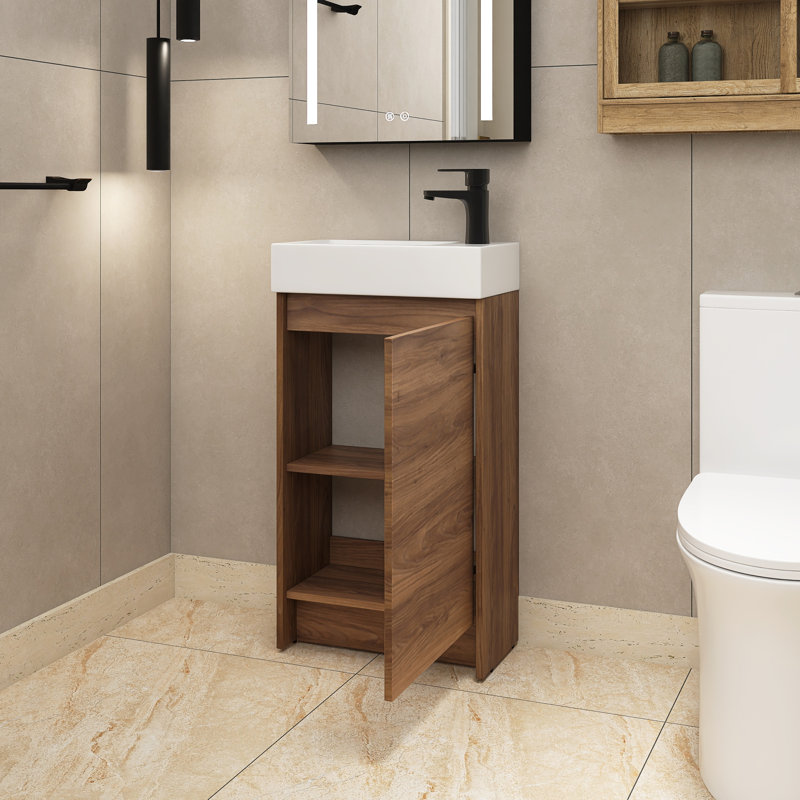 Ensemble de meuble-lavabo simple 18 po avec plateau en céramique Eban