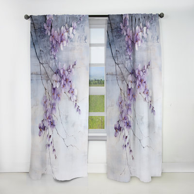 Purple Minimalism Violets - Violets Blackout Floral Curtain - 1 Panel