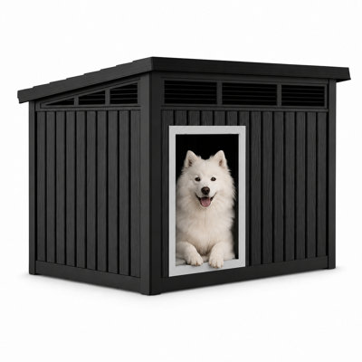 Maison de rangement extérieure pour chien résistante aux intempéries avec nacelle en plastique polyvalente