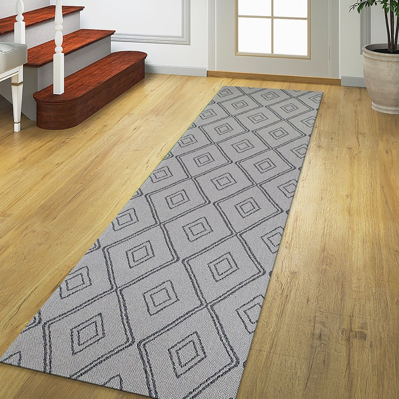 Crumpton Geometric Cotton Area Rug, Runner 75 x 300cm