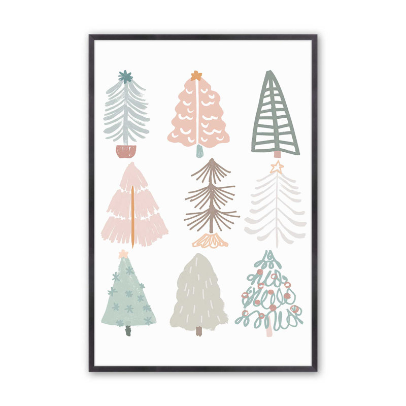 «Playful Christmas Trees II», reproduction, Cadre en zinc patiné, H 15,25 po x l 12,25 po