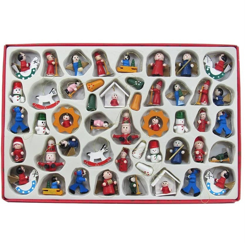Petite Treasures Wooden Christmas Ornament Set, 48 Pieces