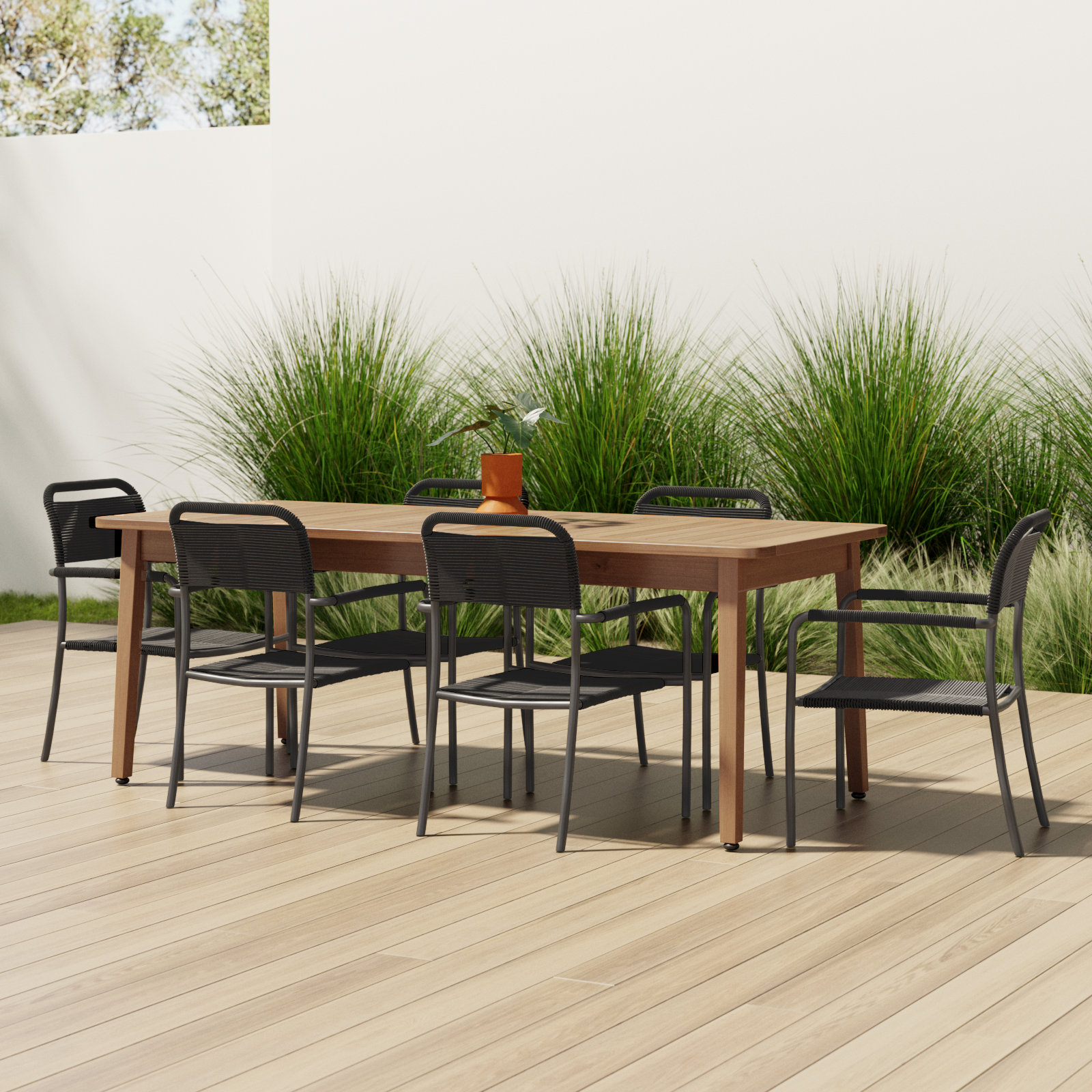 Anautica 85'' Rectangular 6 - Person Outdoor Dining Set