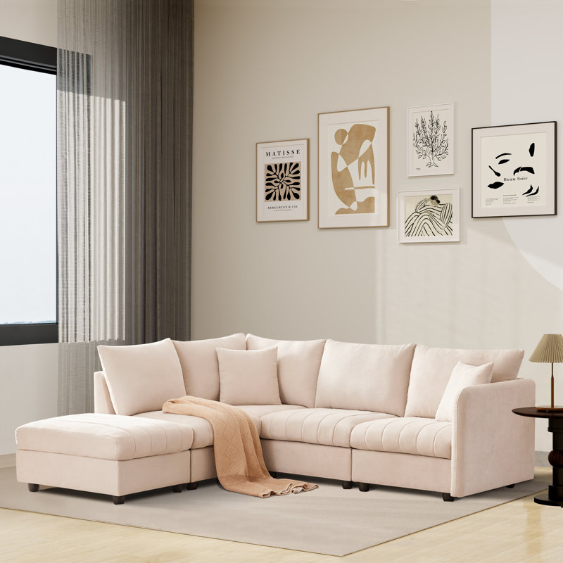 Canapé modulaire Emmilee, Lin beige