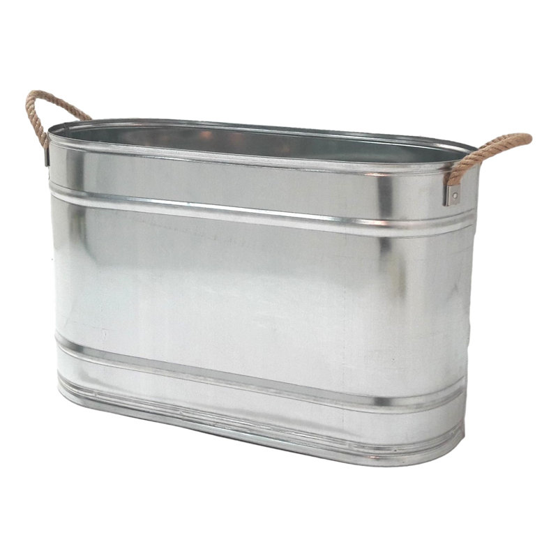 Boîte à fleurs en métal Gunfried, Argent, H 14,5 po x l 26 po x P 8,5 po