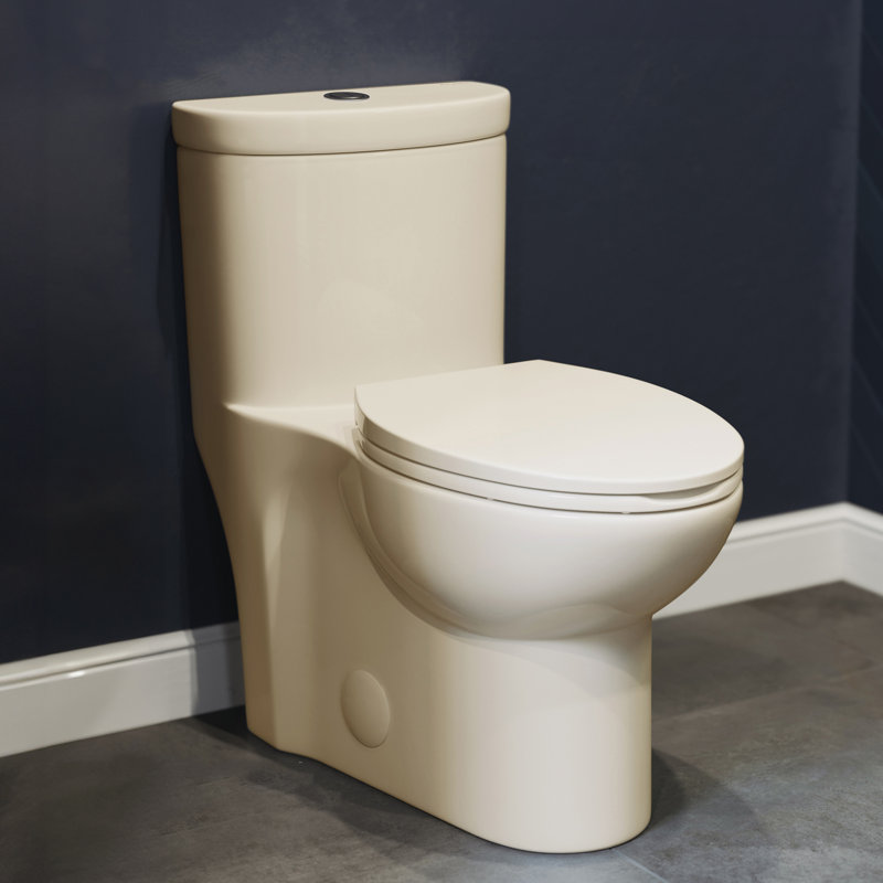 Sublime One-Piece Elongated Dual-Flush Toilet in Bisque 1.1/1.6 gpf, Bisque, Top