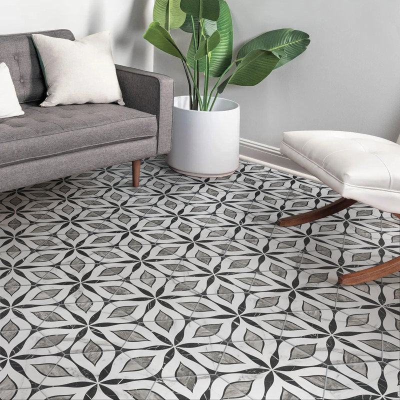 Biotech Bardiglio Elazig 11" x 13" Porcelain Moroccan Wall & Floor Tile