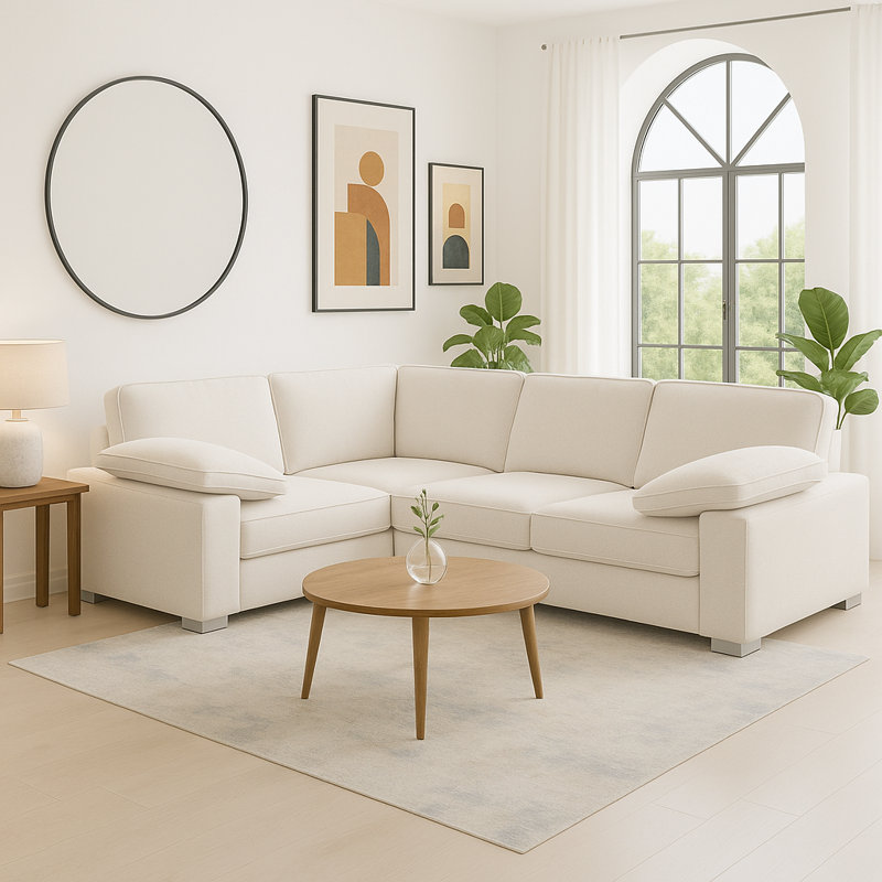Ascot Left - Hand Corner Sofa 4 Seater Sofa With Chaise , Beige Linen