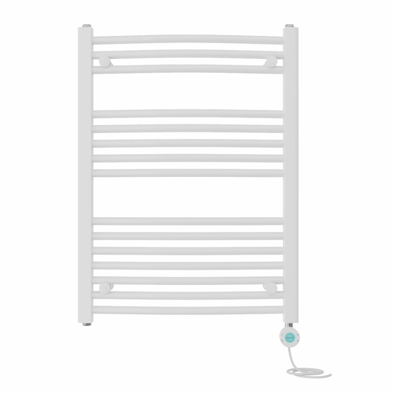 Angelinna Curved Towel Rail Heated Towel Rails, 80cm H x 60cm W x 5.6cm D, White