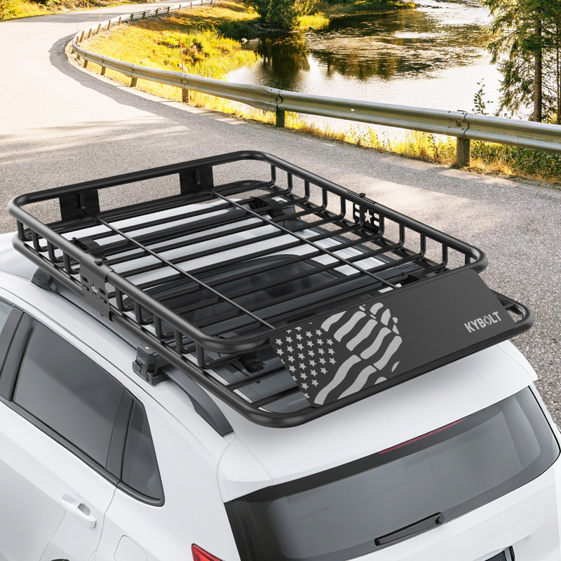 Heavy Duty Global Roof Rack Cargo Basket – 200 lbs Capacity Rooftop Luggage Carrier for SUVs, Trucks, Cars – Durable Steel Construction, Integrated Extension – Size 51" x 36" x 5" – Two-Piece Design
