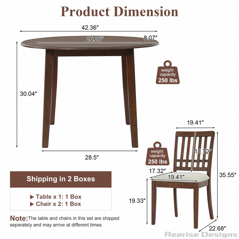 Ensemble de table de salle à manger ronde, table de salle à manger pliante en bois et chaises rembourrées, conception compacte pour petits appartements et salles à manger