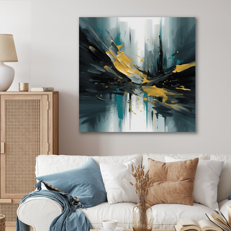 «Marenco Yellow and Green Essence Of Modernity I», reproduction sur toile, H 16 po x l 16 po x P 1 po, Toile tendue